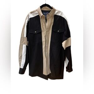 Vintage Wrangler Black and Tan color block western shirt-M